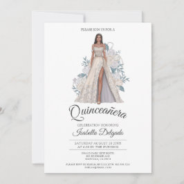 Quinceanera Princess Diamond Glitter Gown Inbjudningar