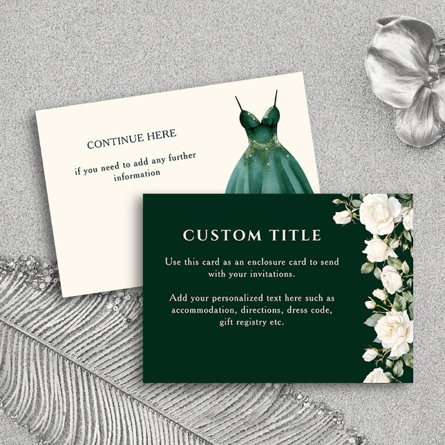 Quinceanera Princess Dress and Ro Grönt Anpassning Tilläggskort (Custom Enclosure Card from the Princess Dress and Roses Quinceanera Collection by Darling & May)