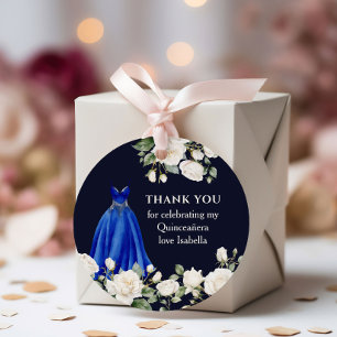 Quinceanera Princess Dress Mörk Royal Blue Blommig Gåvor Etiketter