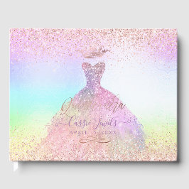 Quinceanera Princess Glitter Gown Cotton Candy Gästböcker