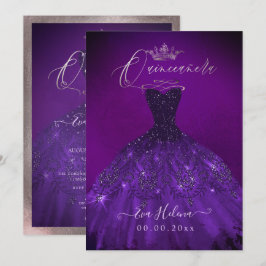 Quinceañera, Princess Gnistra Gown Eggplant Inbjudningar
