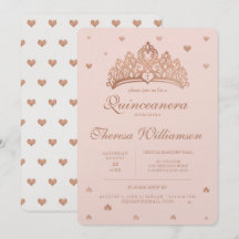 Quinceañera Princess Krona & Heart Ro Guld