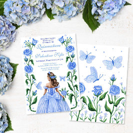 Quinceanera Princess Ro Butterfly Baby blue Inbjudningar