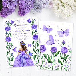 Quinceanera Princess Ro Butterfly Lilac Lila Inbjudningar