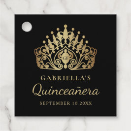 Quinceanera Princess Tiara Krona Black Guld Gåvor Etiketter