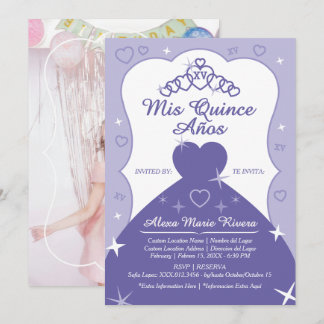 Quinceanera Prinsessa Tiara Glitter Foto Inbjudningar