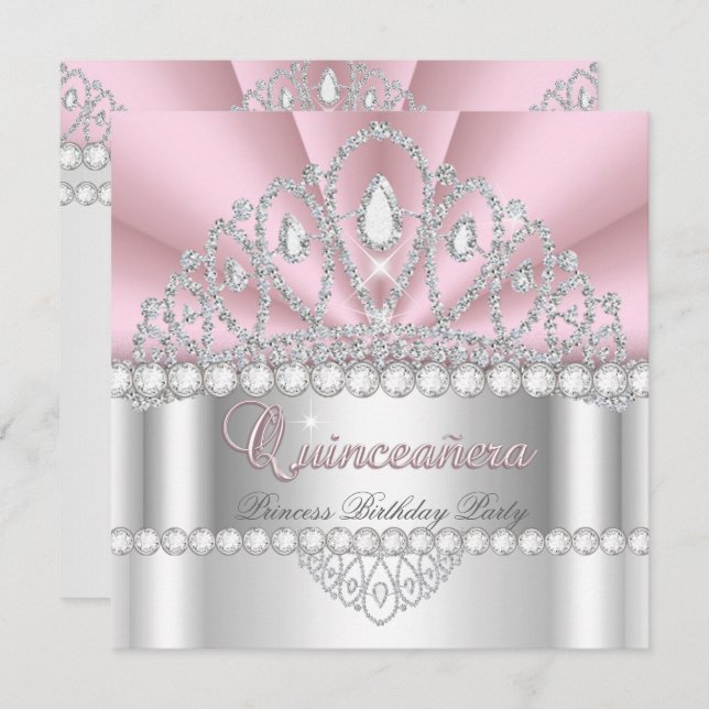 Quinceañera Prinsessans Tiara Födelsedagsfest Inbjudningar (Fram/baksida)