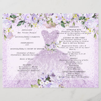Quinceanera Program Dusty Lila Blommigt in Gown