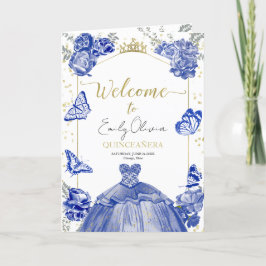 Quinceanera-program Royalet Blue Dress Blommigt Gu Program