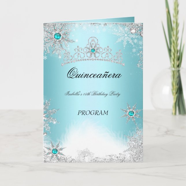 Quinceanera Program Teal Aqua Cobalt Blue (Framsida)
