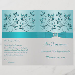 Quinceanera-programmet för Blommigten Aqua och Sil