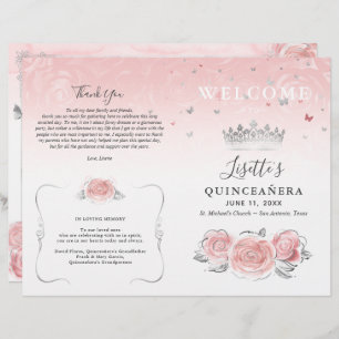 Quinceanera-programmet för elegant Ljust rosa och