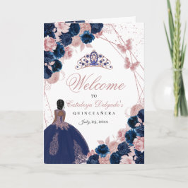 Quinceanera-programmet för marinblått och Rosa But Inbjudan