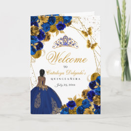 Quinceanera-programmet Royal Blue & Guld Butterfly Inbjudan
