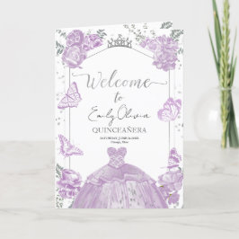 Quinceanera Programs Lavender Dress Blommigt Silve Program