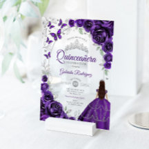 Quinceanera Purple Silver Floral