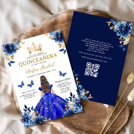Quinceanera QR Royal Blue Butterfly Princess Inbjudningar