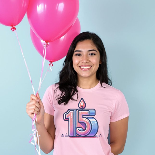 Quinceañera Quince 15:e födelsedagsljus T Shirt (Quinceañera Quince 15th Birthday Candles T-Shirt.)