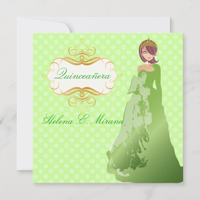 Quinceañera/Quince años princess/polka dots Inbjudningar (Framsida)