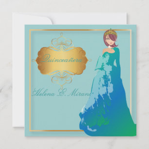 Quinceañera/Quince años princess/teal Inbjudningar