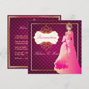 QUINCEANERA/QUINCE AÑOS PRINSESSA/Gör-det-själv fä Inbjudningar