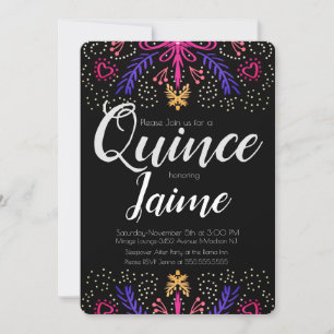 Quinceanera Quince Roliga Prickiga Blommiga Elegan Inbjudningar