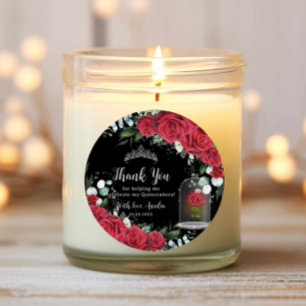 Quinceañera Red Blommigt Enchanted Ro Black Runt Klistermärke