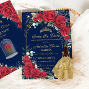 Quinceañera Red Blommigt Enchanted Ro Navy Blue Spara Datumet