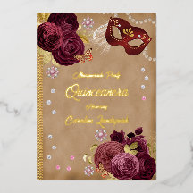 Quinceañera Red English Ro & Guld Red Mask