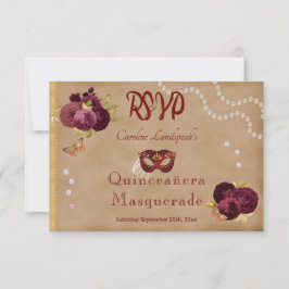 Quinceañera Red Masquerad Burgundy English Ro OSA Kort