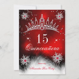 Quinceanera Regal Red Snowflake 15:e födelsedagen Inbjudningar