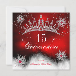 Quinceanera Regal Red Snowflake 15:e födelsedagen Inbjudningar