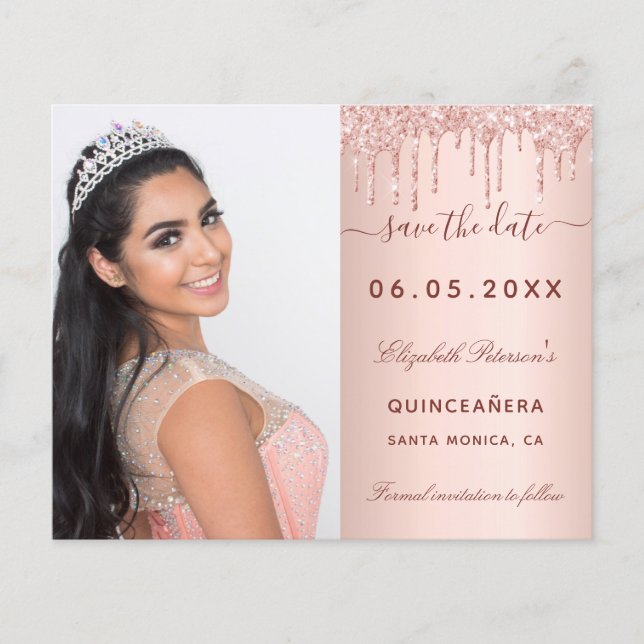 Quinceanera ro-fotot QR-budget Spara datum Flygblad (Framsidan)