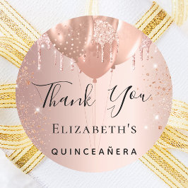 Quinceanera ro  glitter-ballong Tack Runt Klistermärke
