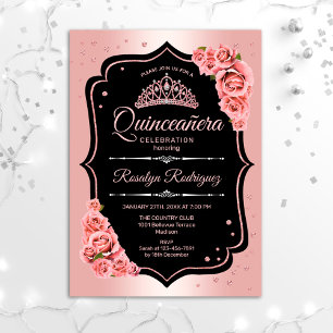 Quinceanera - Ro Guld Black Inbjudningar