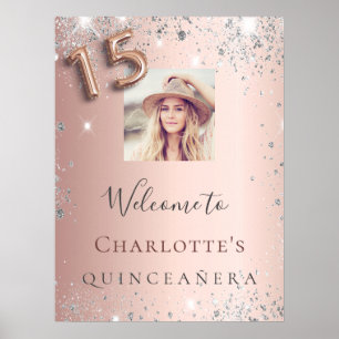 Quinceanera ro guld fotot silver glitter poster