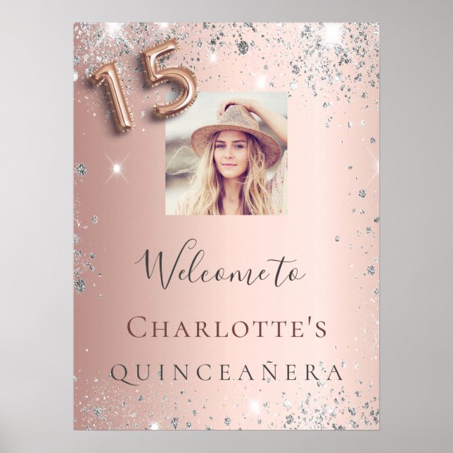 Quinceanera ro guld fotot silver glitter poster (Framsidan)