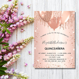 Quinceanera ro guld glitter-ballonger lyxur inbjudningar