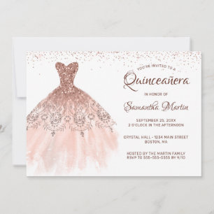 Quinceanera Ro Guld Glitter-Dressen vid västra Par Inbjudningar