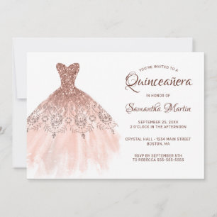Quinceanera Ro Guld Glitter-Dressen vid västra Par Inbjudningar