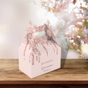 Quinceanera, ro guld, glitter, droppar namn presentaskar