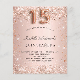 Quinceanera ro guld  glitter flygblad