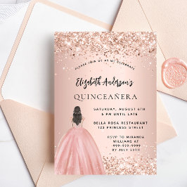 Quinceanera ro guld glitter inbjudan vykort