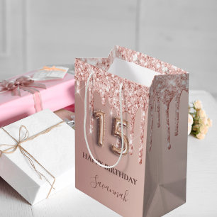 Quinceanera ro guld glitter rosa ballong stil