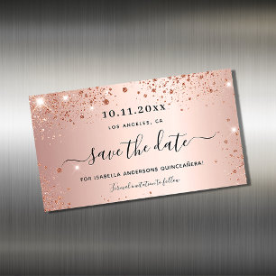 Quinceanera ro guld glitter spara datum magneter
