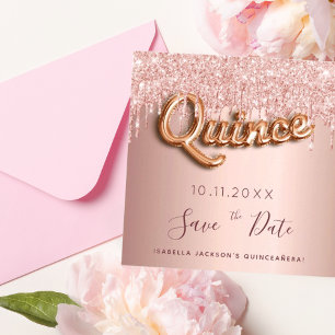 Quinceanera ro guld glitter, spara datumet kort