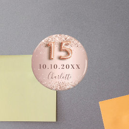 Quinceanera ro guld glitter, spara datumet magnet