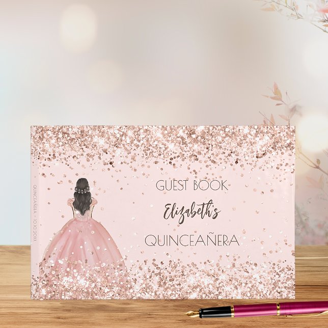 Quinceanera ro guld klänning glitter gästböcker (Skapare uppladdad)