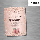 Quinceanera ro guld - lyxinbjudan om transport magnet<br><div class="desc">En övertoningsbakgrund i ro guld dekorerad med faux sparkles,  konetti och en romantisk vintage. Anpassa och lägg till hennes namn,  närmare party.</div>
