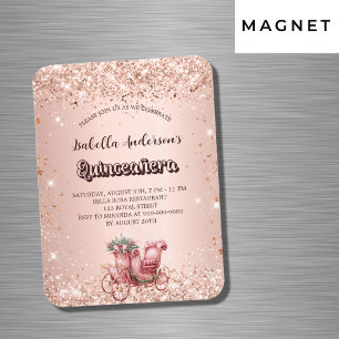 Quinceanera ro guld - lyxinbjudan om transport magnet
